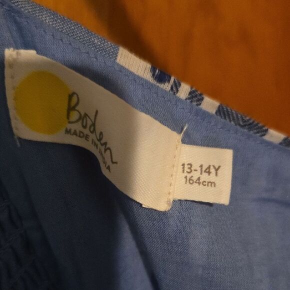 Mini Boden Blue Gray Tiered Pleated Sundress - Picture 2 of 4